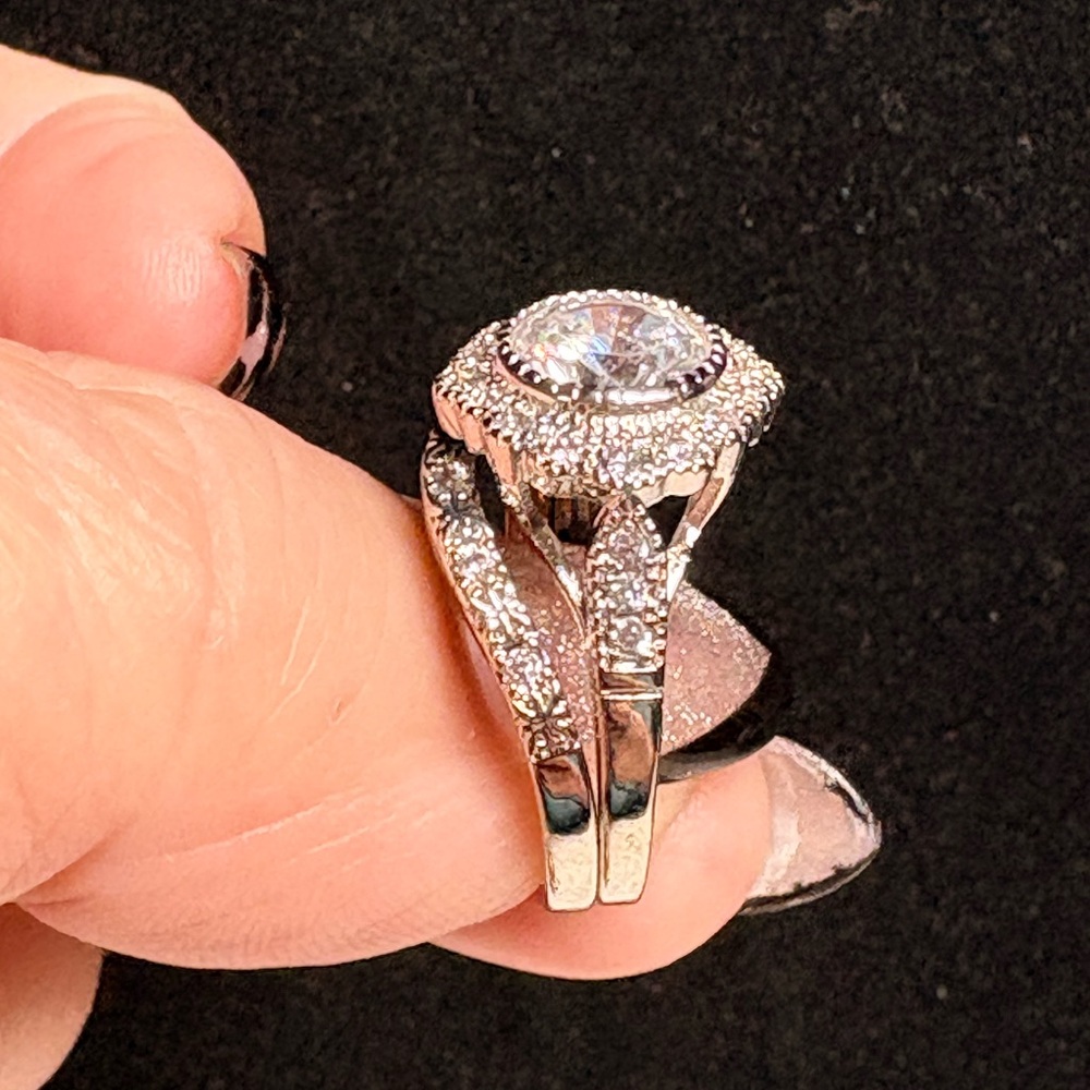 Elegant Sterling Silver Bridal Ring Set